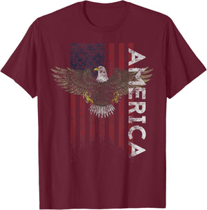 Distressed American Flag Vintage USA Flags Men Women America T-Shirt - T-Shirt | Maroon