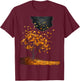 Fall Autumn falling leaves with Tree and Butterfly T-Shirt - T-Shirt | Maroon