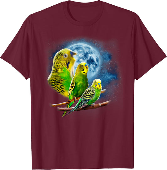 Howling at the Moon Shirt - Parakeet Shirt - Parakeet Budgie T-Shirt - T-Shirt | Maroon