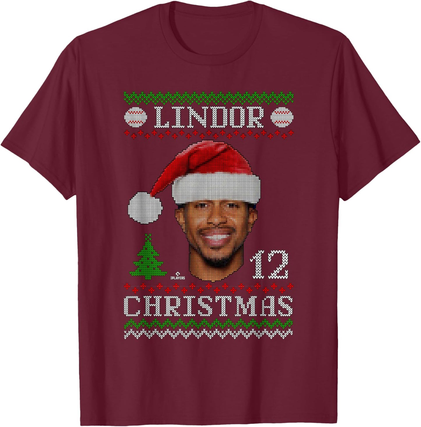 Francisco Lindor New York Baseball Christmas Sweater MLBPA T-Shirt - T-Shirt | Maroon