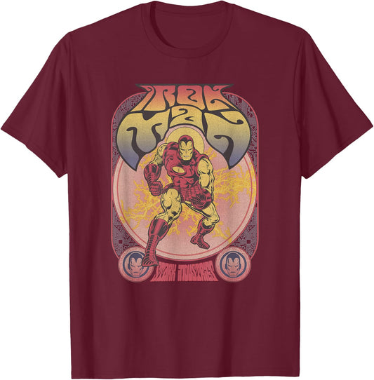 Marvel Comics Classic Iron Man Seventies Vintage Poster T-Shirt - T-Shirt | Maroon