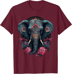 Elephant Art - Animal Zoo Elephant T-Shirt - T-Shirt | Maroon