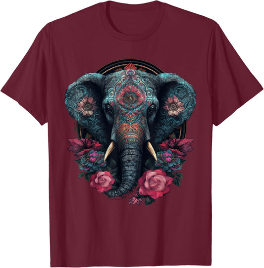 Elephant Art - Animal Zoo Elephant T-Shirt - T-Shirt | Maroon
