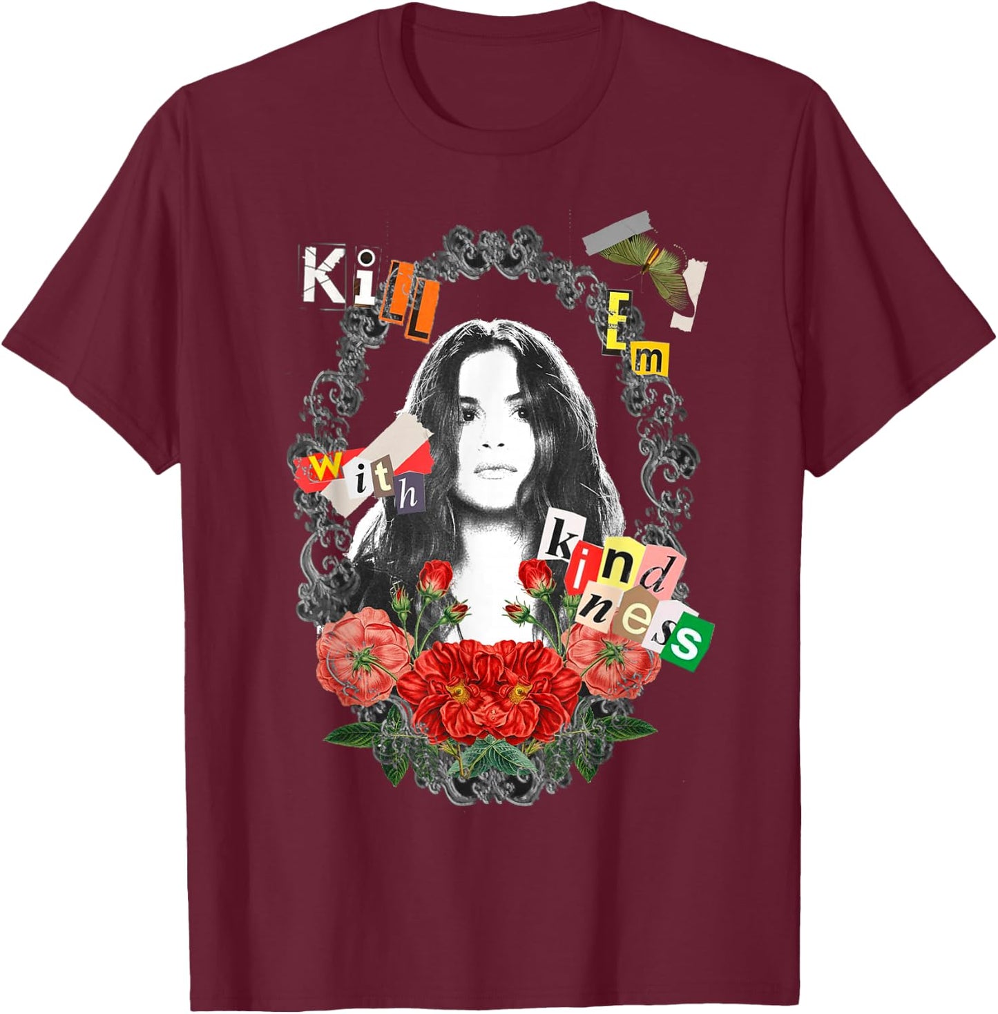 Official Selena Gomez Kill Them with Kindness Black T-Shirt - T-Shirt | Maroon