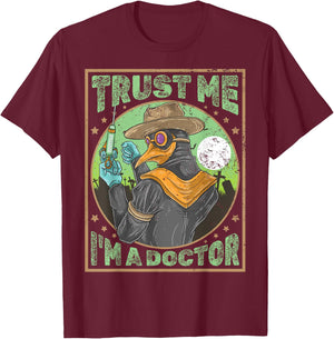 Horror Film Outfit For Film Festival Halloween Plague Doctor T-Shirt - T-Shirt | Maroon