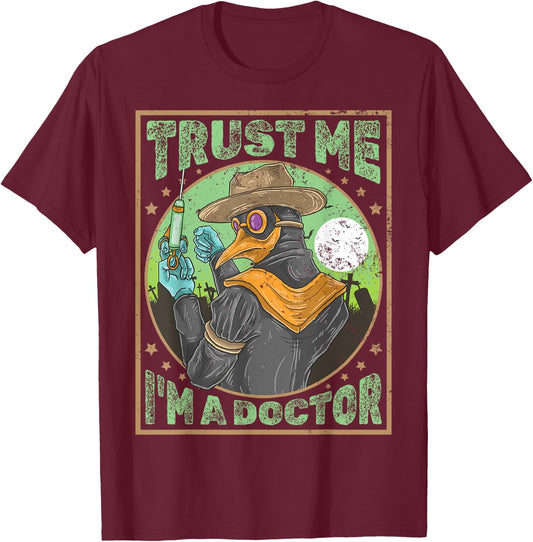 Horror Film Outfit For Film Festival Halloween Plague Doctor T-Shirt - T-Shirt | Maroon