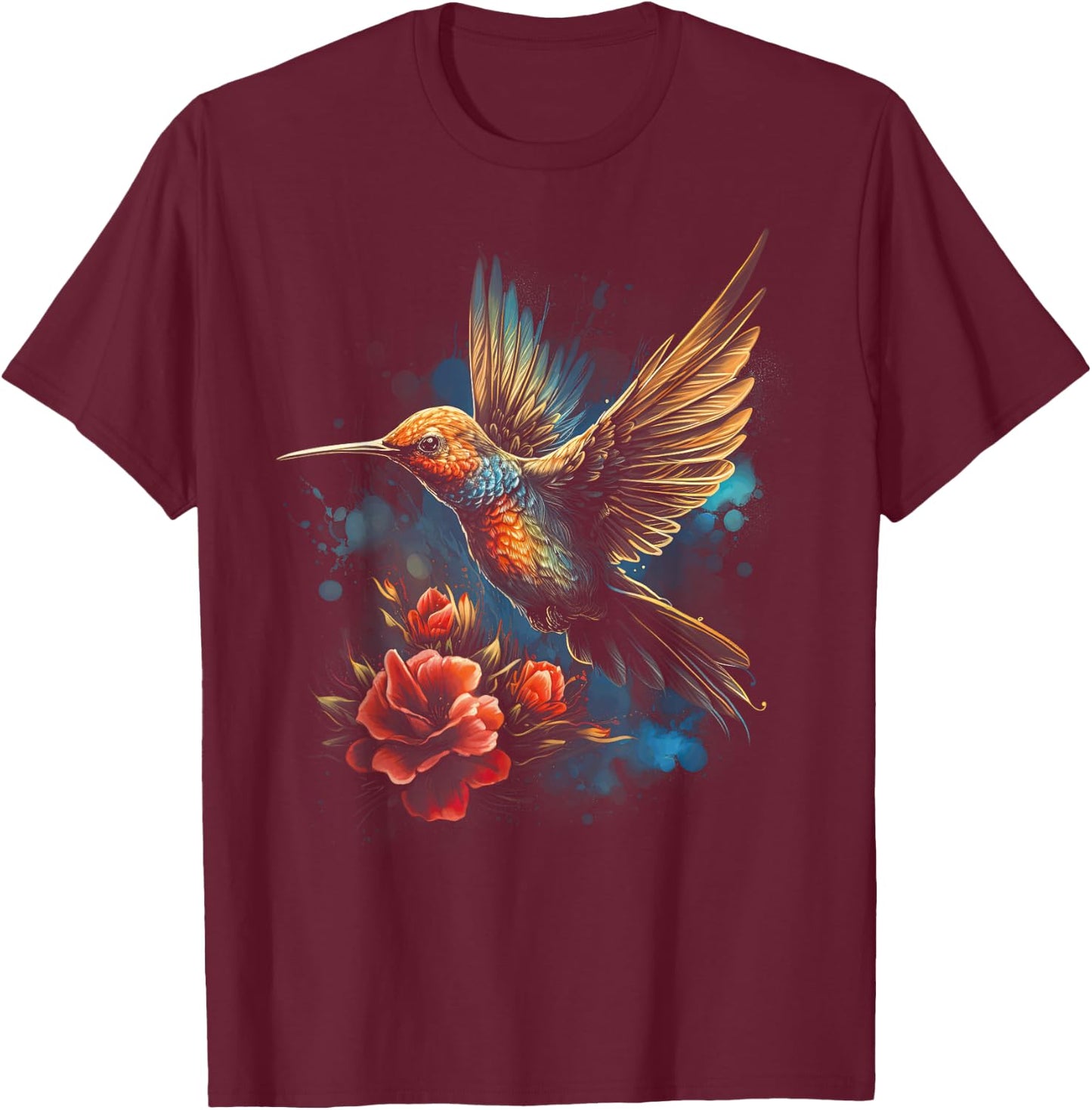 Hummingbird Flower Bird lover Animal T-Shirt - T-Shirt | Maroon