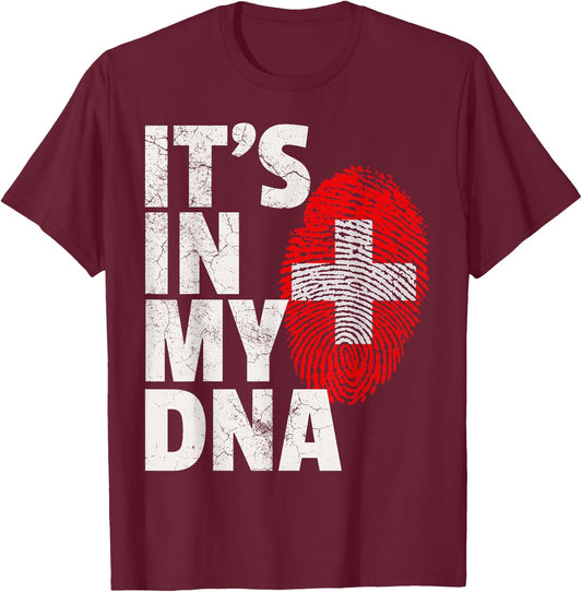 IT'S IN MY DNA Swiss Switzerland Flag Matching Family T-Shirt - T-Shirt | Maroon