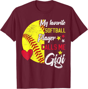 my favorite Softball player calls me gigi Softball grandma T-Shirt - T-Shirt | Maroon