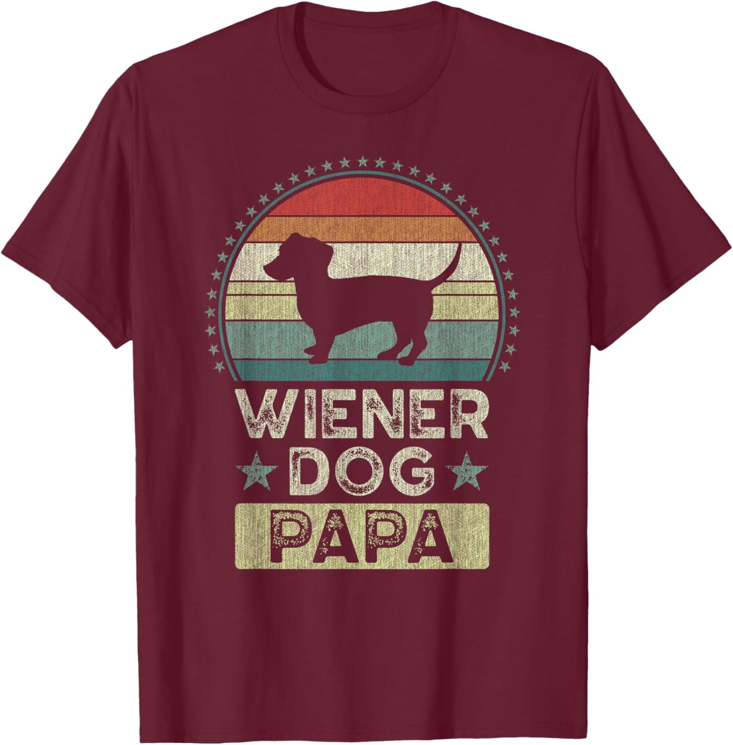 Wiener Dog Papa, Father's Day, Dad, Grandpa, Dachshund T-Shirt - T-Shirt | Maroon