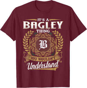 BAGLEY Family - Last Name BAGLEY Surname Personalized T-Shirt - T-Shirt | Maroon