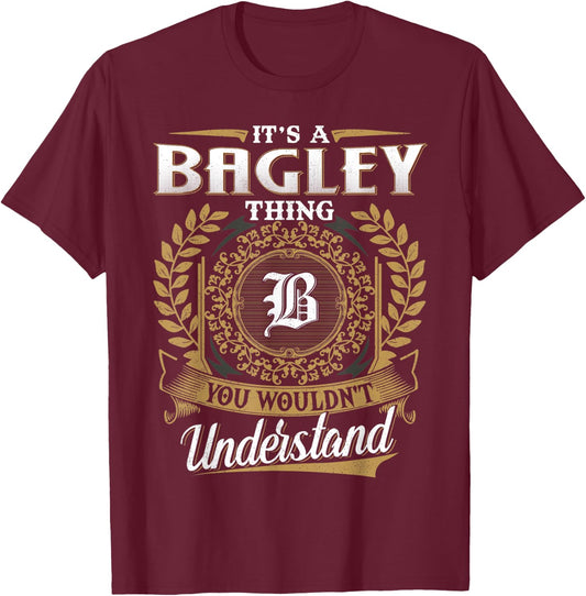 BAGLEY Family - Last Name BAGLEY Surname Personalized T-Shirt - T-Shirt | Maroon