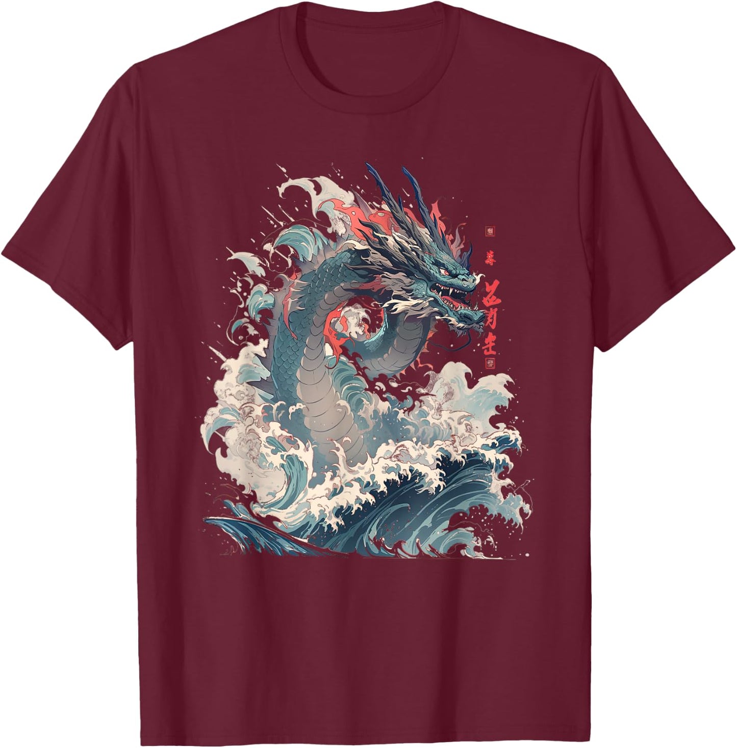 Japanese Aesthetic Dragon japanese art Japan Tattoo T-Shirt - T-Shirt | Maroon