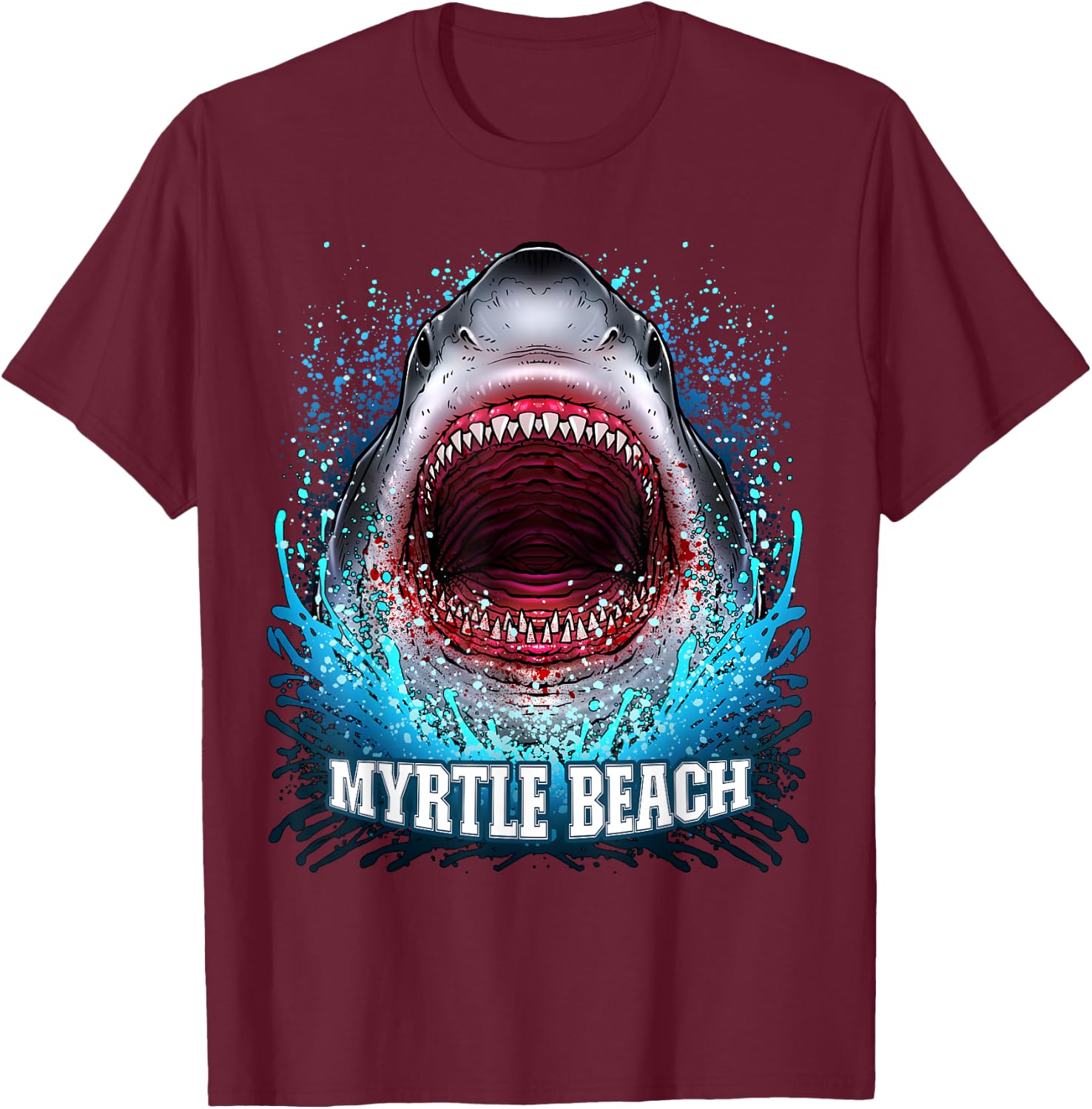 Myrtle Beach Great White Shark South Carolina Trip Vacation Women Kids T-Shirt - T-Shirt | Maroon