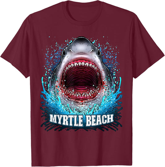 Myrtle Beach Great White Shark South Carolina Trip Vacation Women Kids T-Shirt - T-Shirt | Maroon