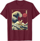 Shepsky Japanese Kanagawa Wave Funny Surf Dog T-Shirt - T-Shirt | Maroon
