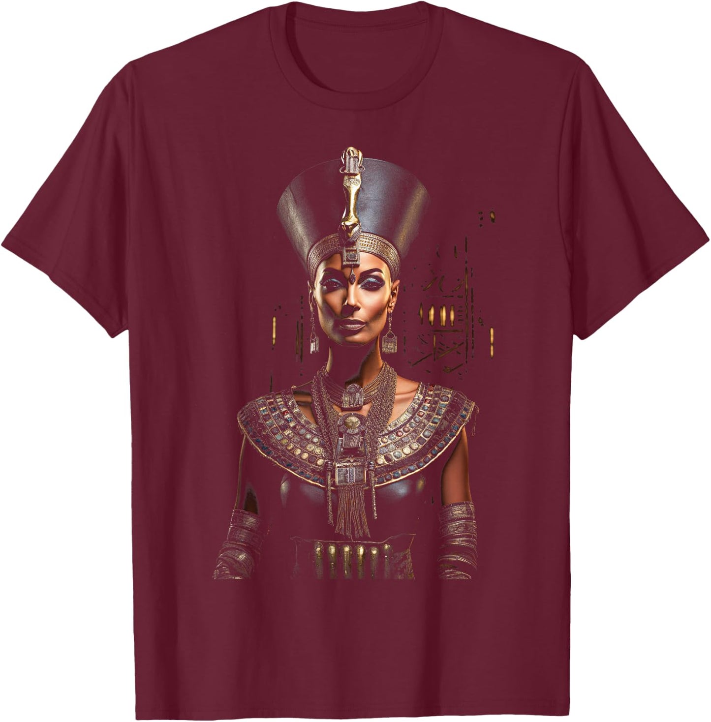 Egyptian Queen Nefertiti T-Shirt - T-Shirt | Maroon