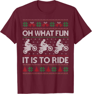 Dirt Bike It Is to Ride Ugly Vintage Christmas Apparel T-Shirt - T-Shirt | Maroon