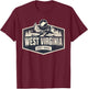 West Virginia Style -Adults Blue Small Map T-Shirt - T-Shirt | Maroon