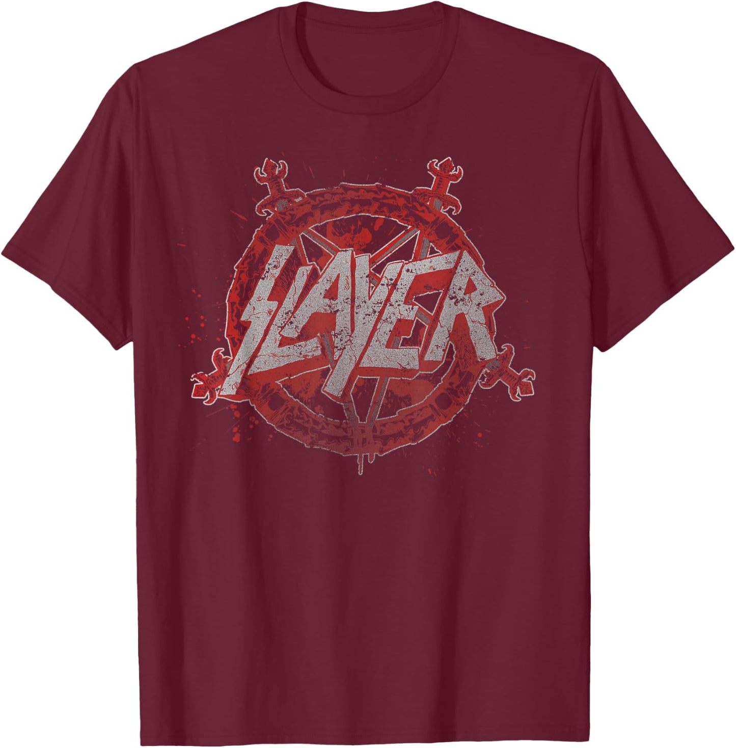 Slayer – Pentagram Redu T-Shirt - T-Shirt | Maroon