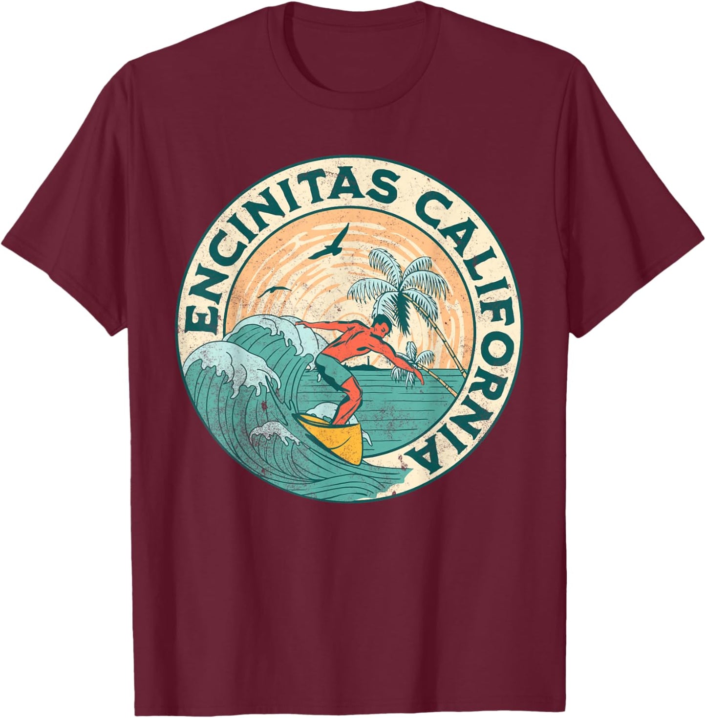 Encinitas California T-Shirt - T-Shirt | Maroon