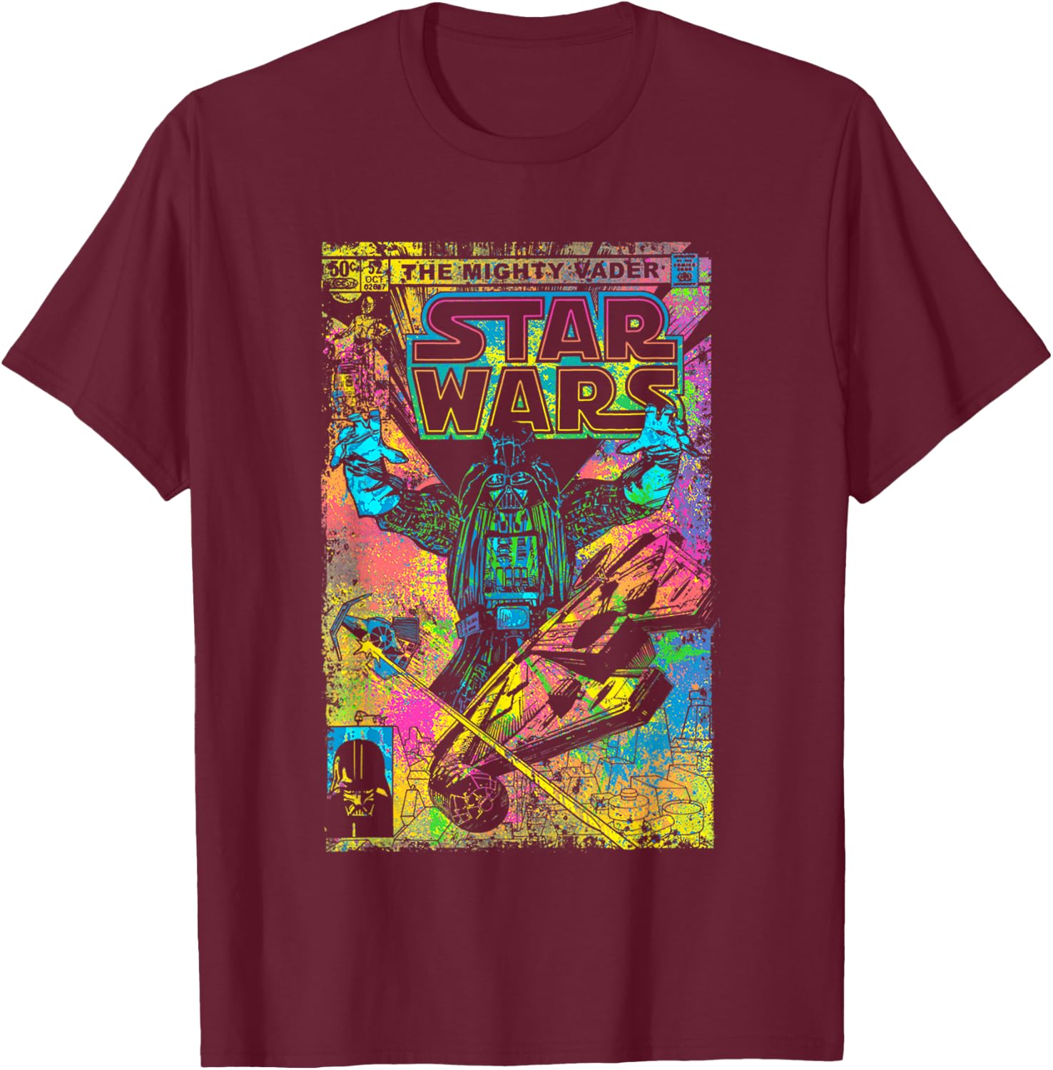 Star Wars Classic The Mighty Vader Vintage Comic Book Cover T-Shirt - T-Shirt | Maroon