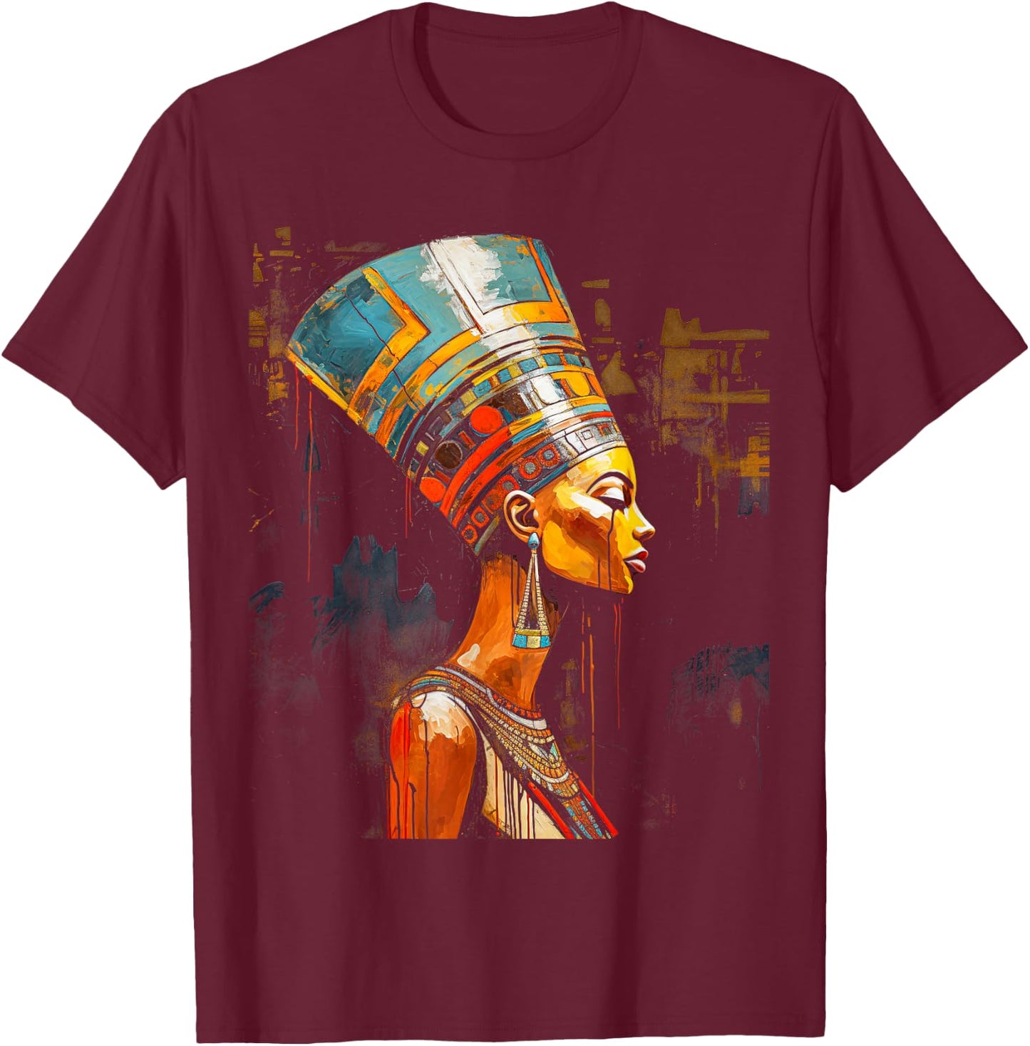 Egyptian Nefertiti T-Shirt - T-Shirt | Maroon