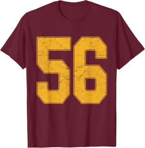 Number 56 Numbered Uniform Sports Team Jersey 56th Birthday T-Shirt - T-Shirt | Maroon