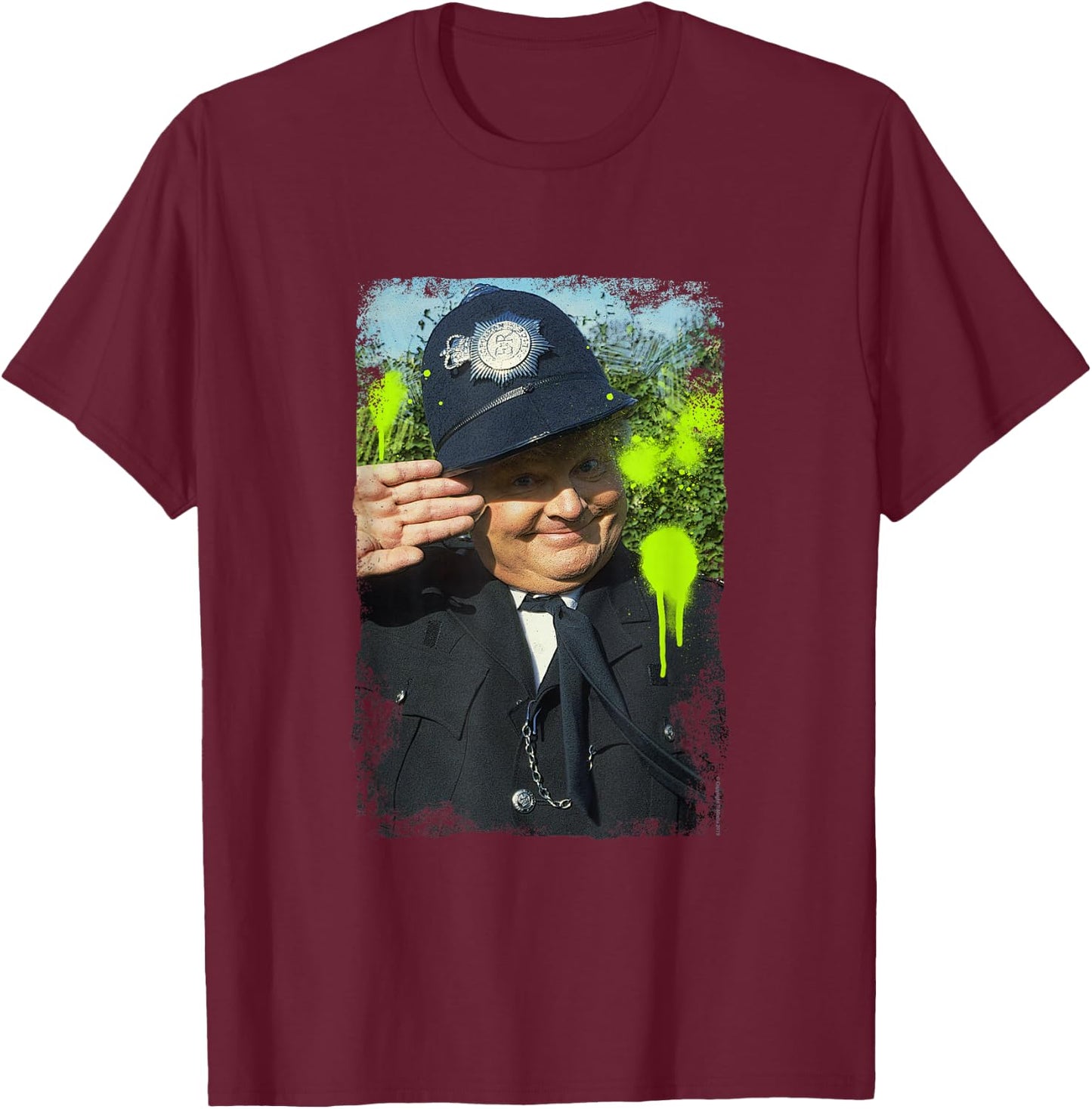 TV Times Comedian Benny Hill As Policeman 1989 T-Shirt - T-Shirt | Maroon