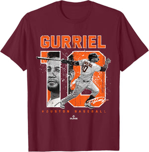 Number and Portrait Yuli Gurriel Houston MLBPA T-Shirt - T-Shirt | Maroon