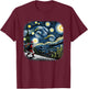 Van Gogh Starry Night Santa Christmas Winter Snowy Night T-Shirt - T-Shirt | Maroon