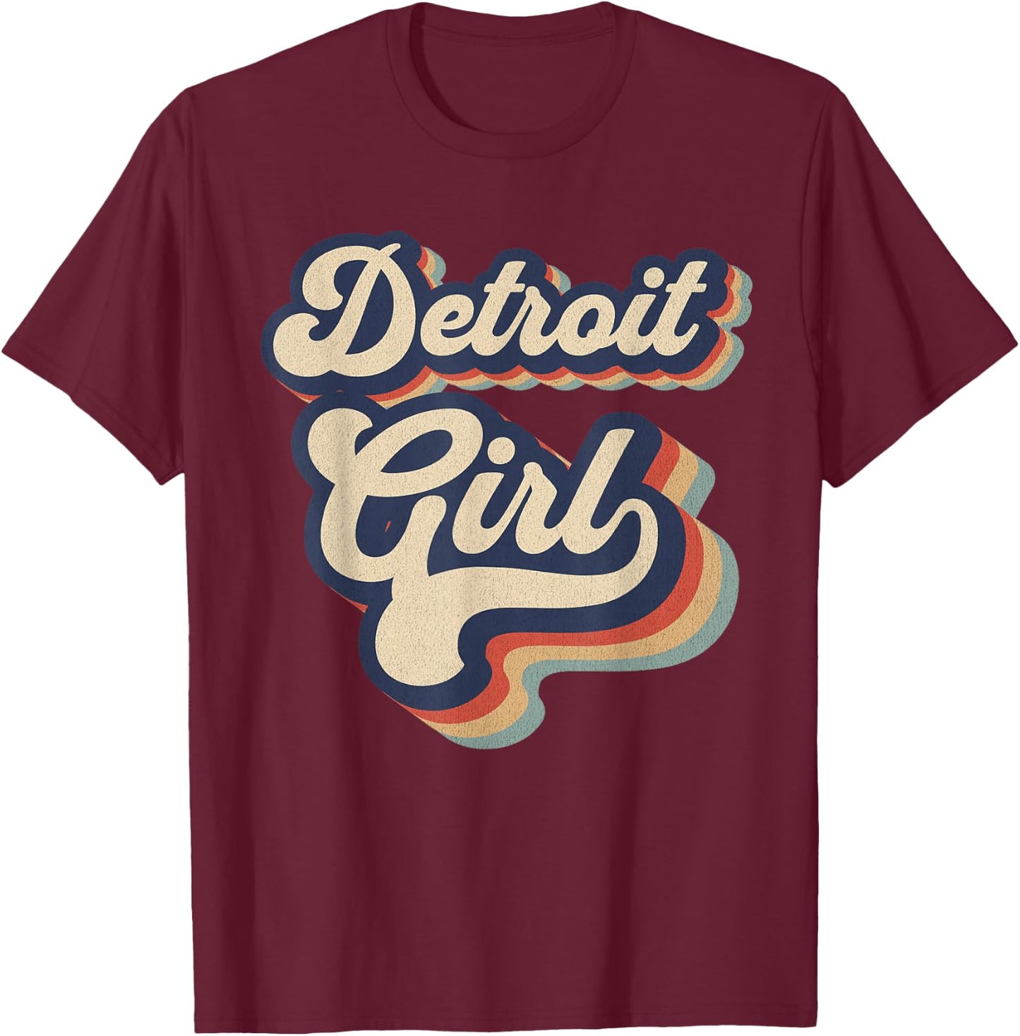 Vintage Design For Girls From Detroit Michigan T-Shirt - T-Shirt | Maroon