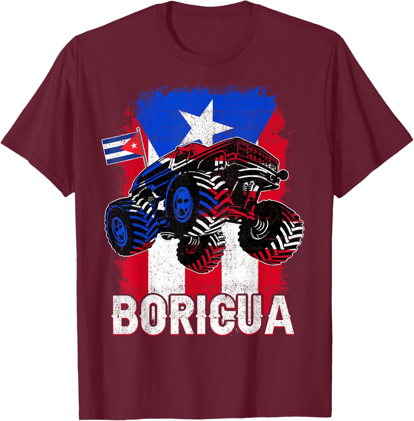 Boricua Puerto Rican Flag Monster Truck Rico Kid Boy Toddler T-Shirt - T-Shirt | Maroon
