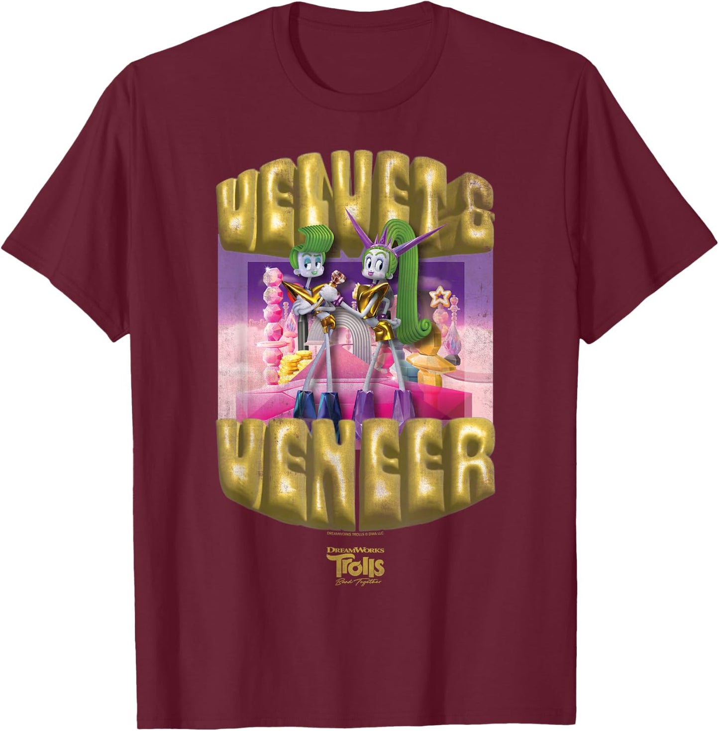 DreamWorks Trolls Band Together Velvet and Veneer T-Shirt - T-Shirt | Maroon