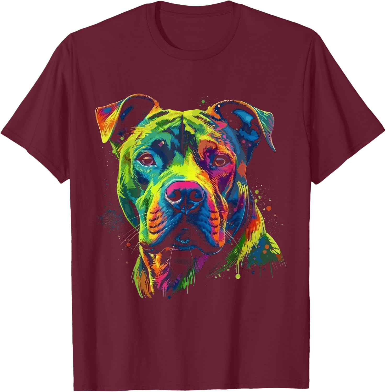 Pit Bull Mom Dog Lover Colorful Artistic Pitbull Owner Women T-Shirt - T-Shirt | Maroon