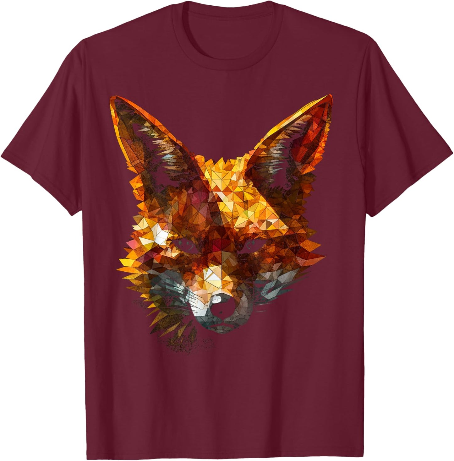 Fox Polygon - Art Animal Fox T-Shirt - T-Shirt | Maroon