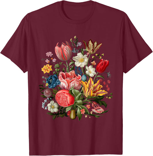Flower Graphic Wildflower Floral Gardening Lover T-Shirt - T-Shirt | Maroon