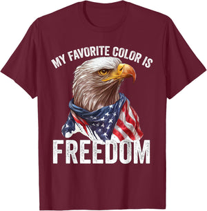 My Favorite Color Is Freedom Patriotic Eagle American Flag T-Shirt - T-Shirt | Maroon
