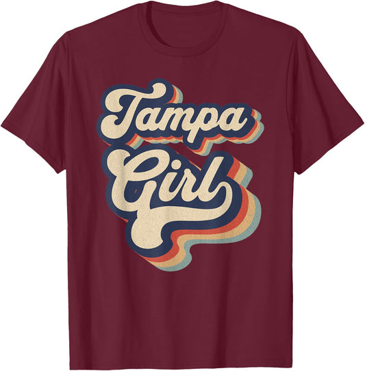 Vintage Design For Girls From Tampa Florida T-Shirt - T-Shirt | Maroon