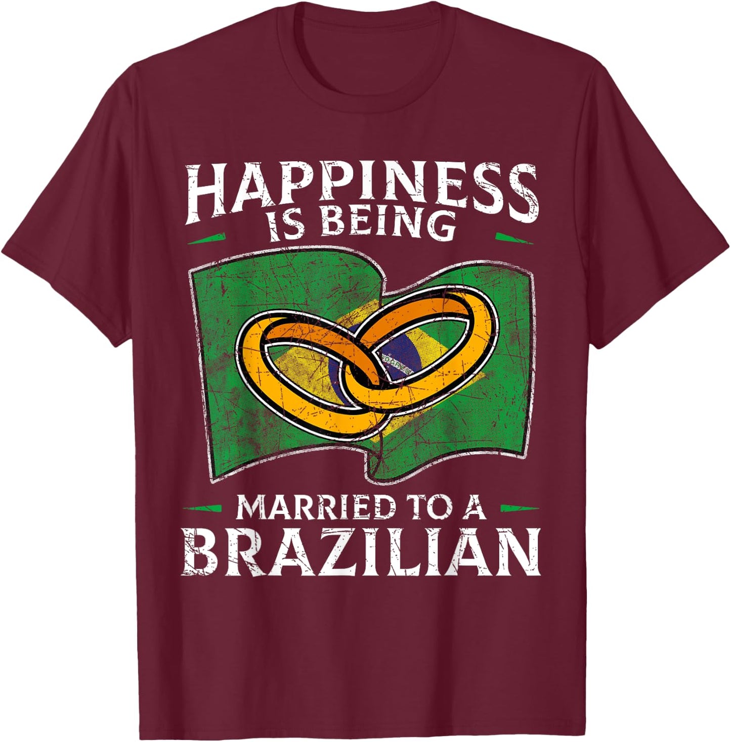 Brazilian Marriage Brazil Married Flag Wedded Culture T-Shirt - T-Shirt | Maroon