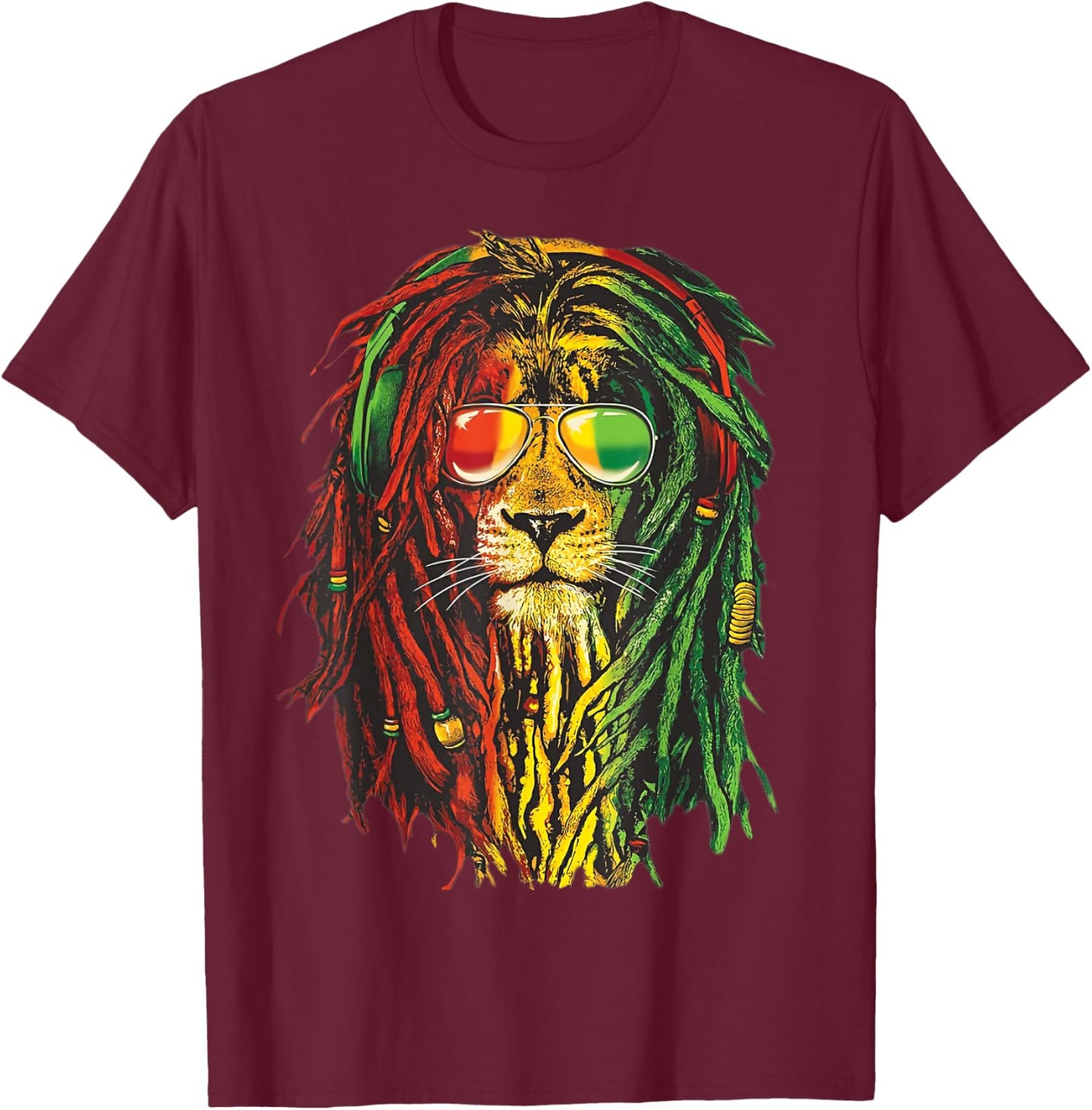 Rasta Lion Cool Dreadlock Rastafari for Rasta Lover T-Shirt - T-Shirt | Maroon