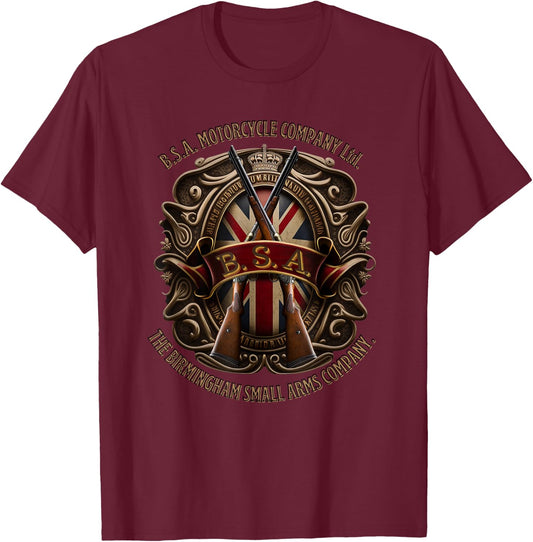 BSA Vintage Style Motorcycle Badge T-Shirt - T-Shirt | Maroon