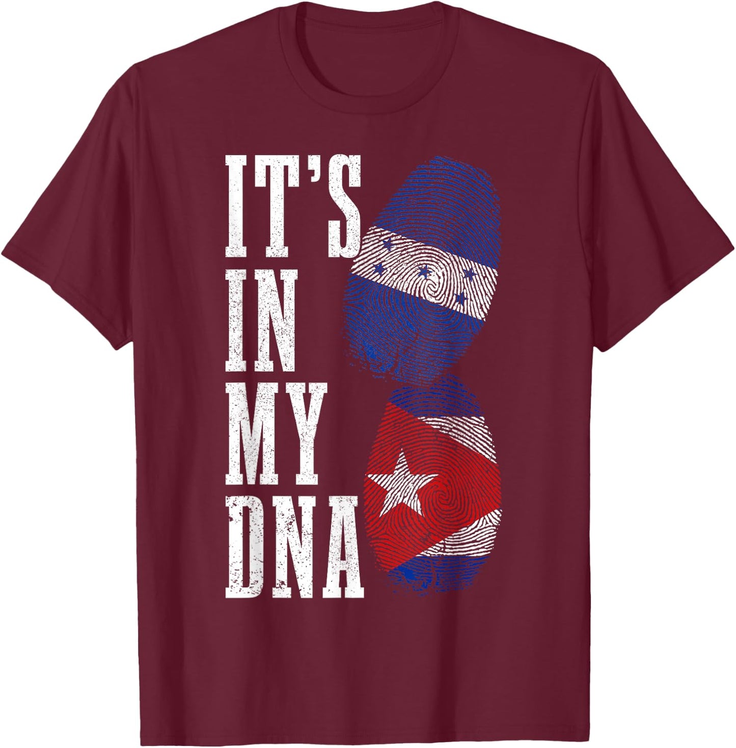 Honduras Cuba In My DNA Cuban Honduran Flag Pride Heritage T-Shirt - T-Shirt | Maroon