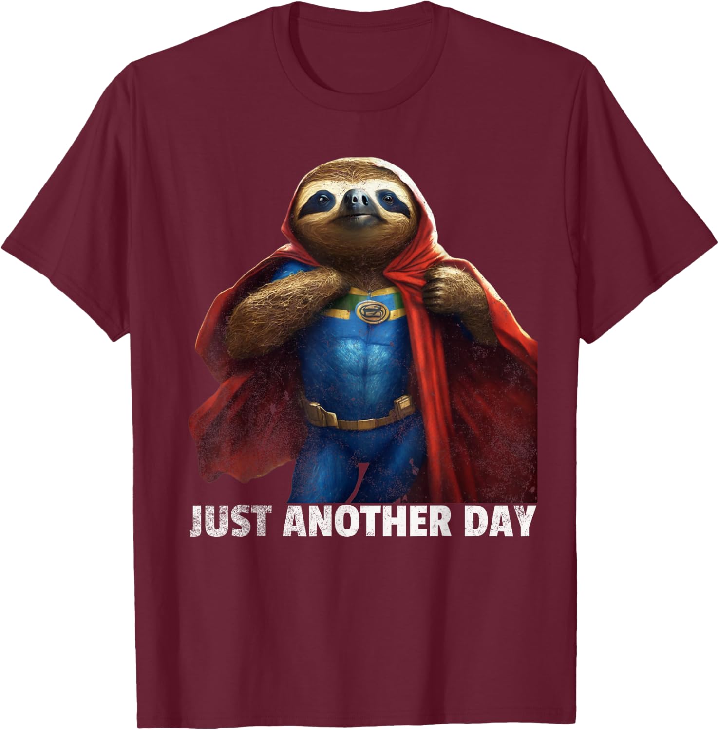 Funny Men's Sloth Flash T-Shirt - T-Shirt | Maroon
