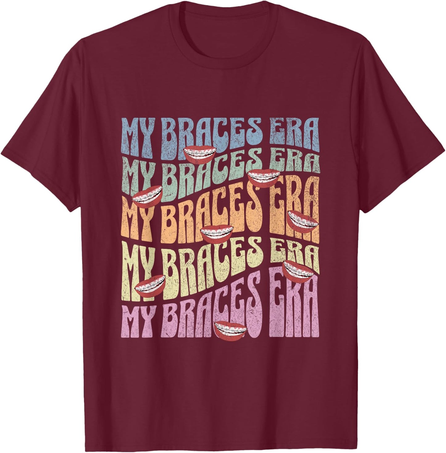 My Braces ERA Funny Retro Text Dental Braces for Teens Kids T-Shirt - T-Shirt | Maroon