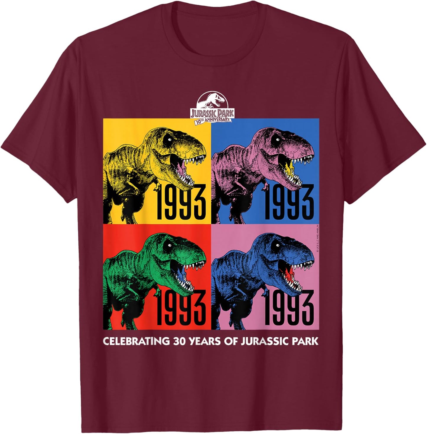 Jurassic Park 30th Anniversary 30 Years T-Shirt - T-Shirt | Maroon