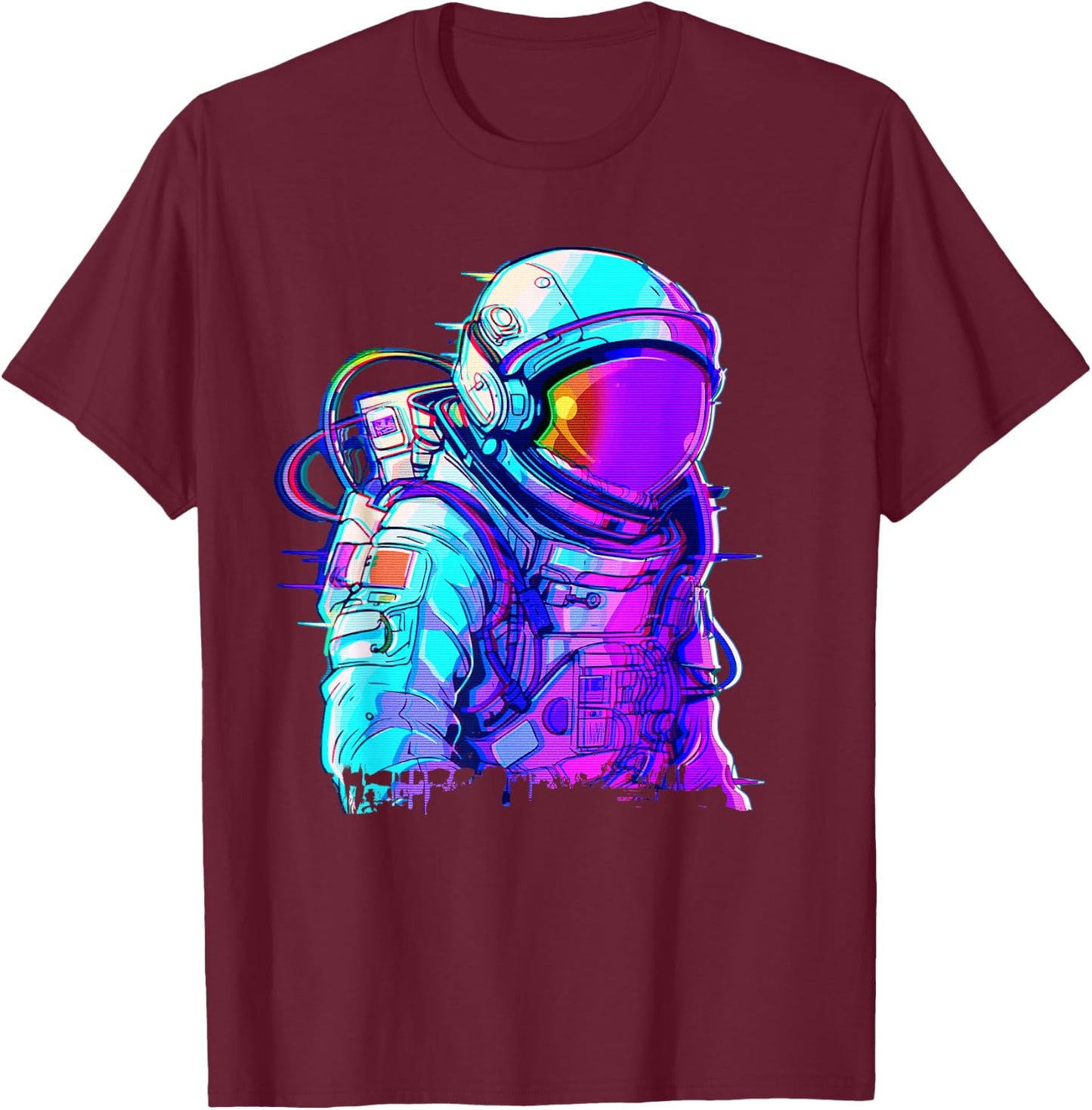 Cyber Astronaut Vaporwave Aesthetic Galaxy Art Space Man T-Shirt - T-Shirt | Maroon