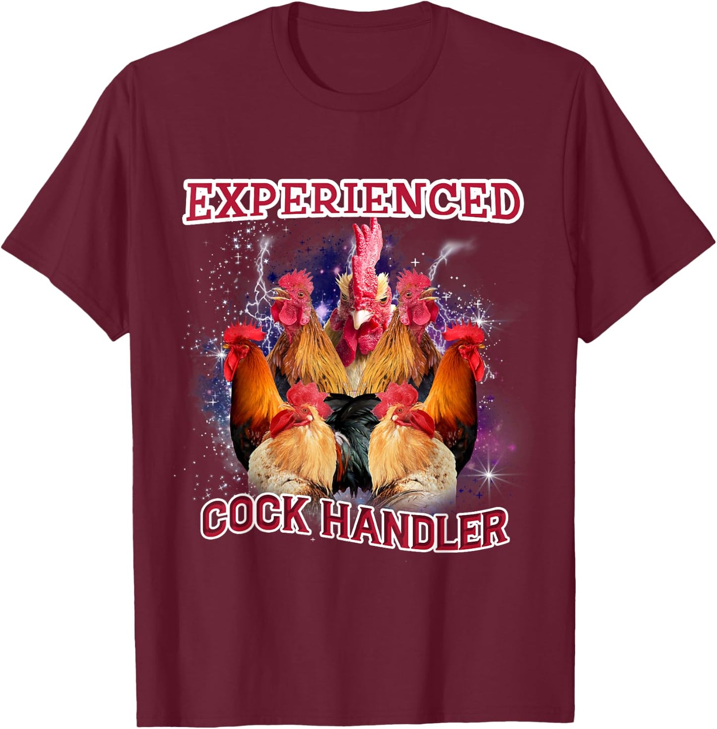 Experienced Cock Handler Funny Rooster Chicken Lover Farmer T-Shirt - T-Shirt | Maroon