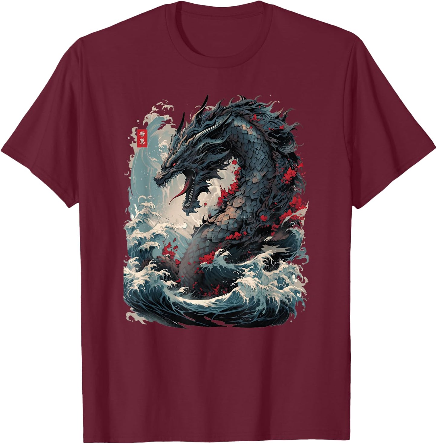 Japanese Aesthetic Dragon japanese art Japan Tattoo T-Shirt - T-Shirt | Maroon