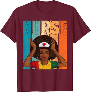 Black History Month T Shirts Women, Black Juneteenth Nurse T-Shirt - T-Shirt | Maroon